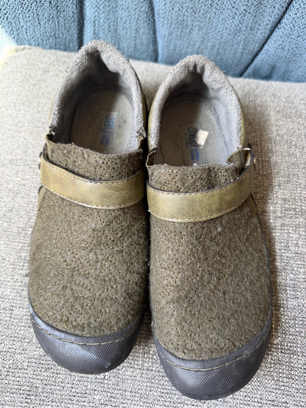 JBU Olive Green Kids Mary Jane Slip-On Shoes